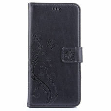 LG Xpower3 Four Flower Leather Wallet Case Black