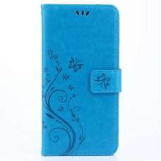 LG Xpower3 Four Flower Leather Wallet Case Blue