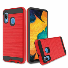 Samsung Galaxy A20/A30/A50 Metal Brush Case RED