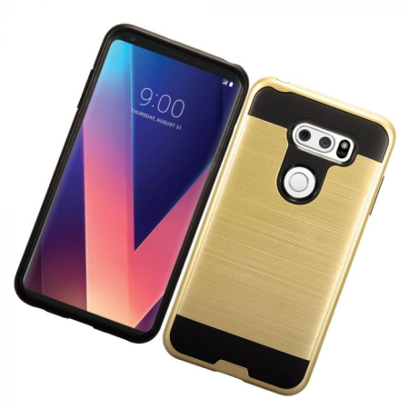 LG V30 Metal Brush Case Gold