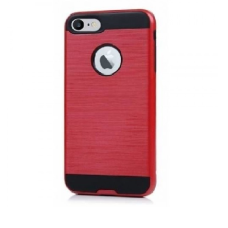 Apple iPhone 6 Plus, 7 Plus, 8 Plus Metal Brush Case RED