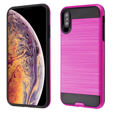 Apple iPhone XR Metal Brush Case Hot Pink
