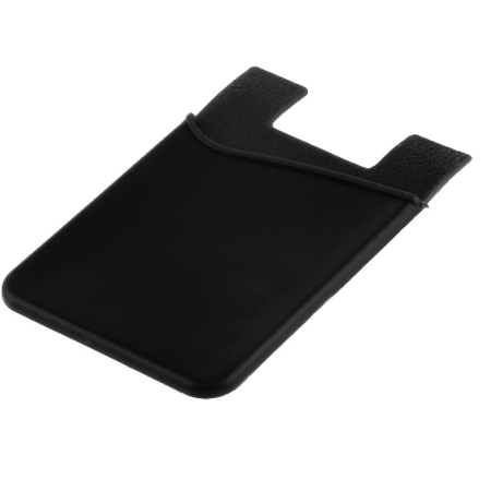 Silicone Wallet Credit ID Card Adhesive Holder Case for Smart Phone Black