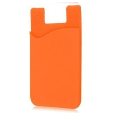 Silicone Wallet Credit ID Card Adhesive Holder Case for Smart Phone Orange