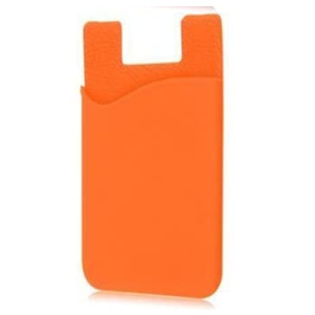 Silicone Wallet Credit ID Card Adhesive Holder Case for Smart Phone Orange