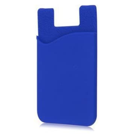 Silicone Wallet Credit ID Card Adhesive Holder Case for Smart Phone Blue