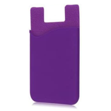 Silicone Wallet Credit ID Card Adhesive Holder Case for Smart Phone Purple