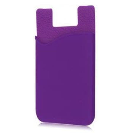 Silicone Wallet Credit ID Card Adhesive Holder Case for Smart Phone Purple