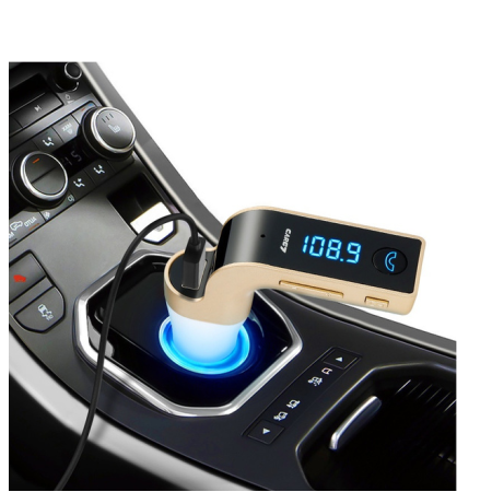 Bluetooth FM Transmitter with LED Display and USB Adapter Gold