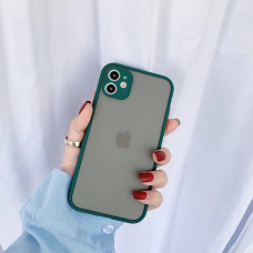 Apple iPhone 11 Pro Matte Hard PC Silicone Shockproof Cover With Colored Bumper Case Green