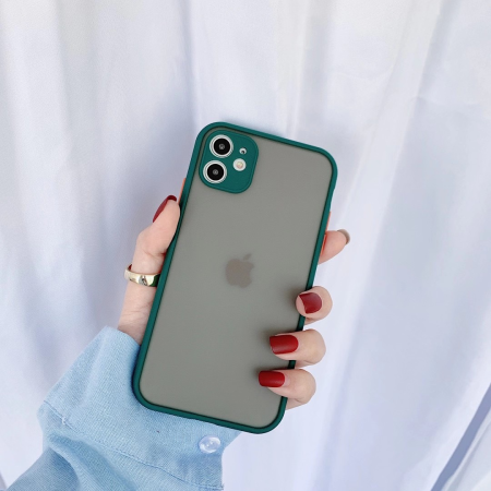 Apple iPhone 11 Matte Hard PC Silicone Shockproof Cover With Colored Bumper Case Green