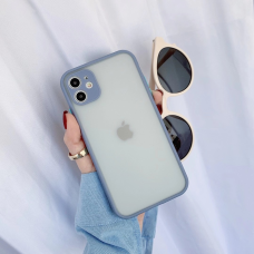 Apple iPhone 11 Pro Matte Hard PC Silicone Shockproof Cover With Colored Bumper Case Light Blue