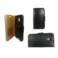 LG K4 2017 Shiny Leather Wallet Case Black