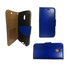 Samsung Galaxy A8 2018 Shiny Leather Wallet Case Blue