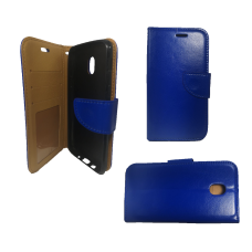 Motorola MOTO E5 PLAY Shiny Leather Wallet Case Blue