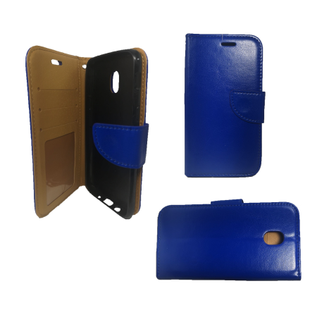 LG Q6 Shiny Leather Wallet Case Blue