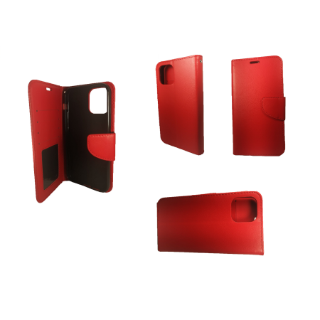 Motorola MOTO E 2020 Leather Wallet Case Red