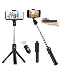 Wireless Selfie Stick, 360° Adjustable Bluetooth Selfie Stick with Tripod Stand and Detachable Wireless Remote, Support Video Record, Extendable Monopod