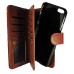 Apple iPhone 6 Plus ONLY Bi-Card  Leaves Magnetic Detachable Leather Wallet Case Brown