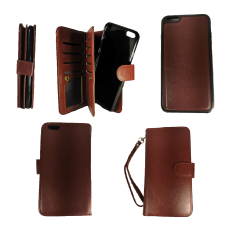 Samsung Galaxy S9 Plus Bi-Card  Leaves Magnetic Detachable Leather Wallet Case Brown