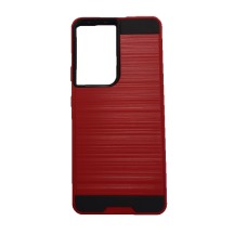 Samsung Galaxy S21 Ultra Metal Brush Case RED