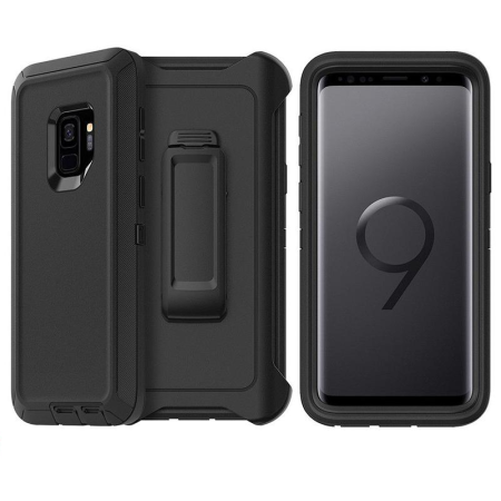 Samsung Galaxy S9  Defender Style Rugged Case Cover With Belt Clip	
